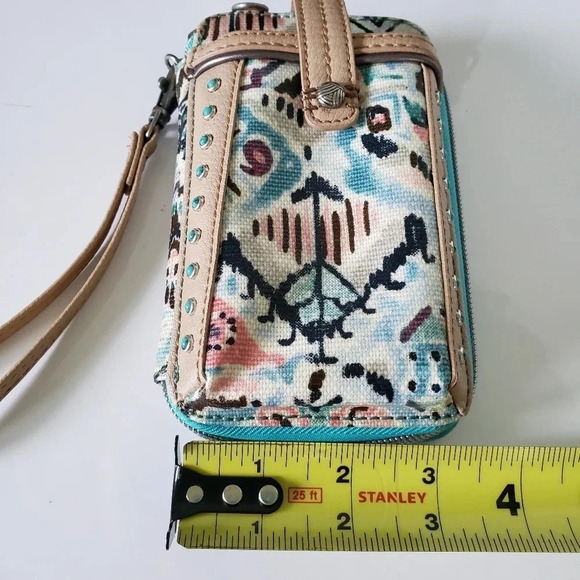 Sakroots,Mini Teal Studded Wristlett/Crossbody Wallet/Phone Organizer. - Picture 5 of 6